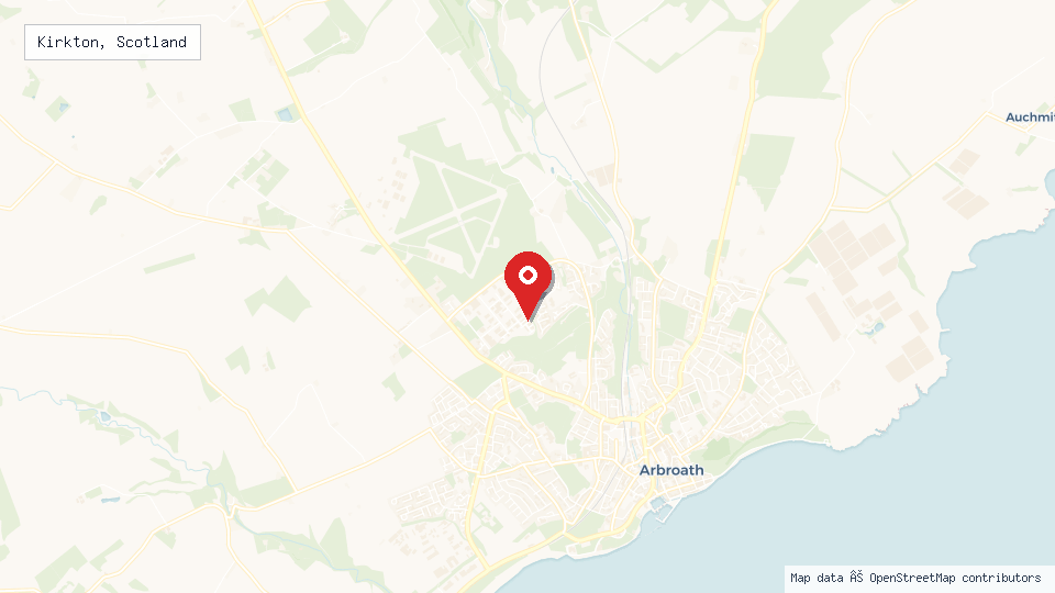 Street map of Kirkton, Scotland with location pin