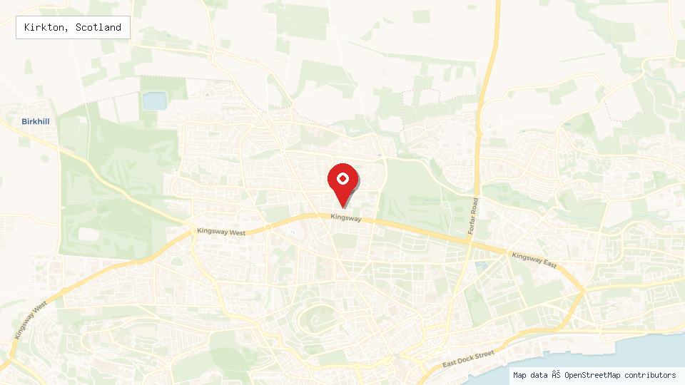 Street map of Kirkton, Scotland with location pin