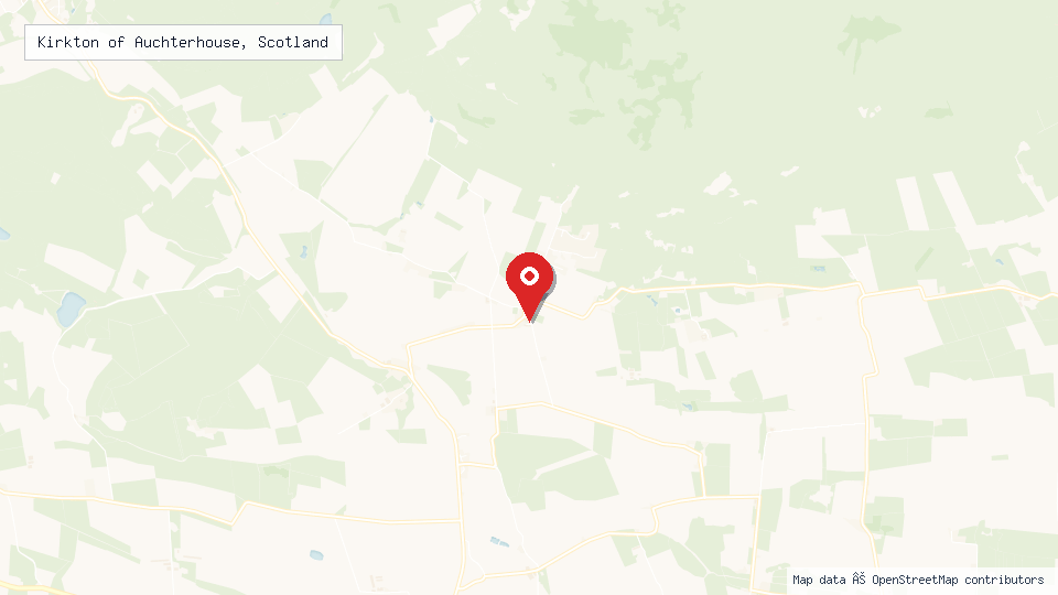 Street map of Kirkton of Auchterhouse, Scotland with location pin