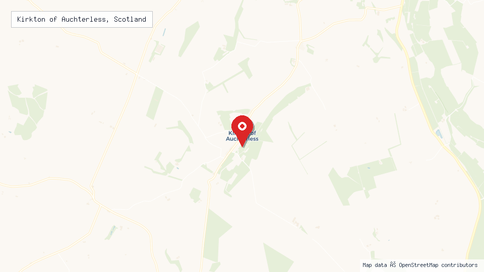 Street map of Kirkton of Auchterless, Scotland with location pin