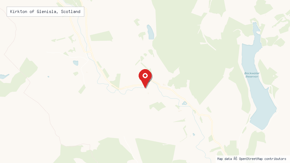 Street map of Kirkton of Glenisla, Scotland with location pin