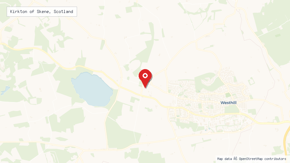 Street map of Kirkton of Skene, Scotland with location pin