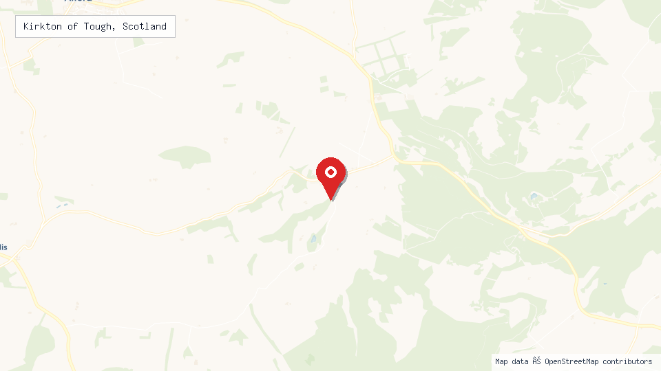 Street map of Kirkton of Tough, Scotland with location pin