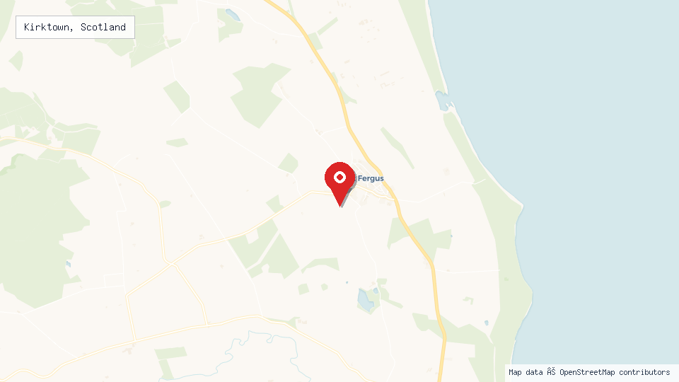 Street map of Kirktown, Scotland with location pin