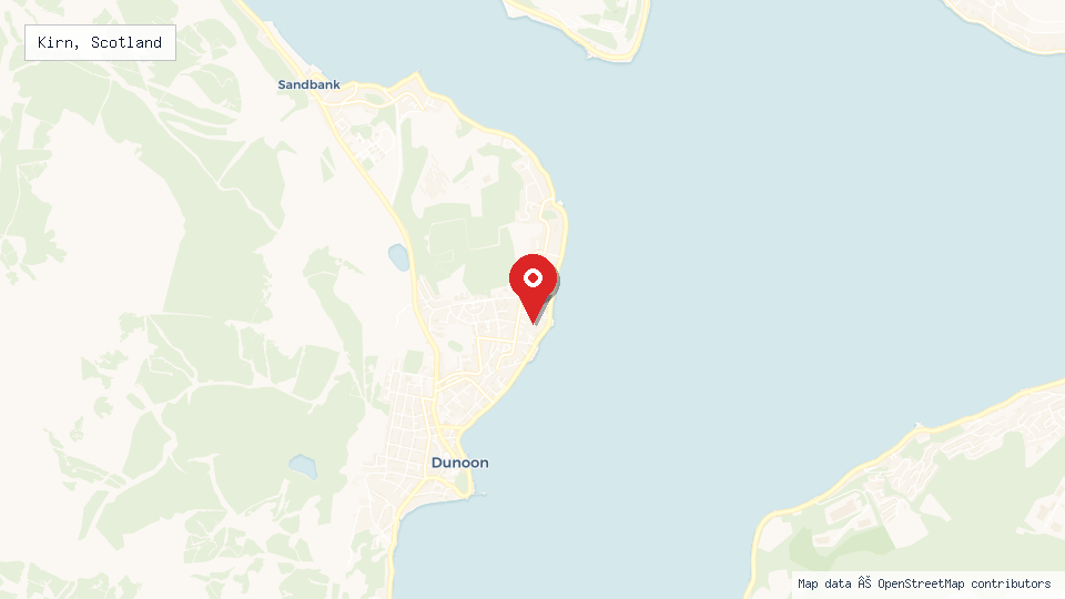Street map of Kirn, Scotland with location pin