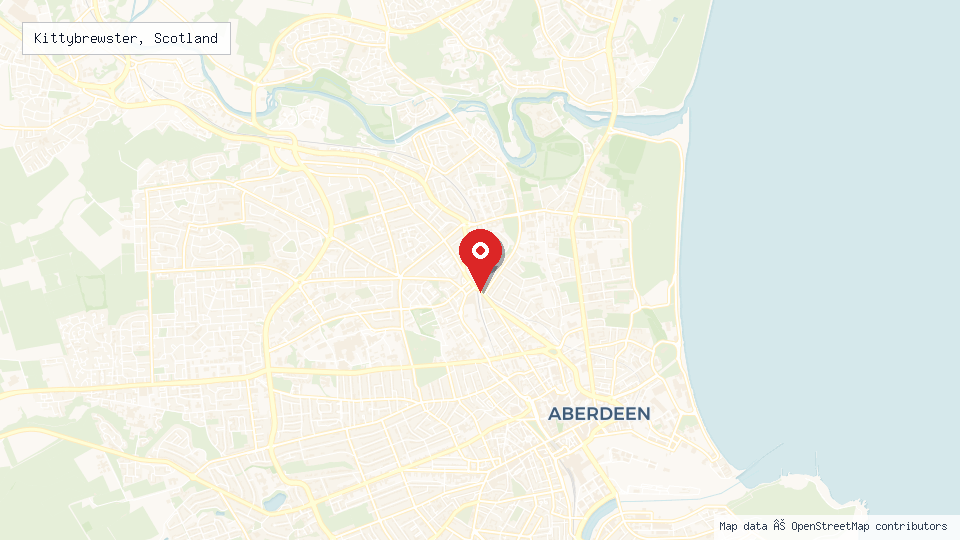 Street map of Kittybrewster, Scotland with location pin