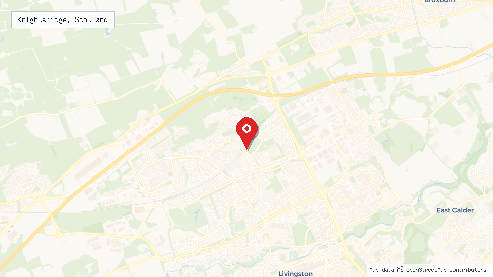 Street map of Knightsridge, Scotland with location pin