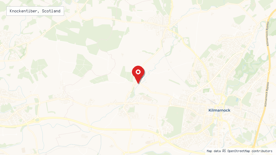 Street map of Knockentiber, Scotland with location pin