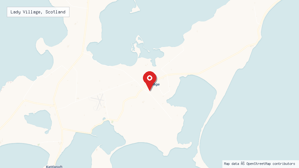 Street map of Lady Village, Scotland with location pin
