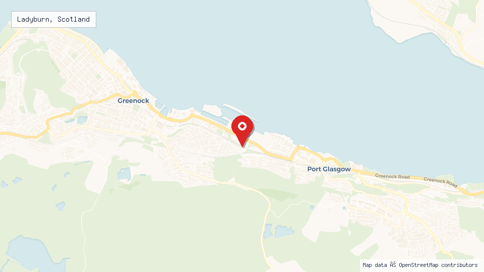 Street map of Ladyburn, Scotland with location pin