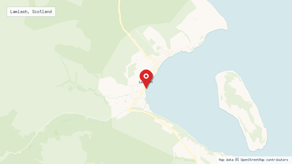 Street map of Lamlash, Scotland with location pin