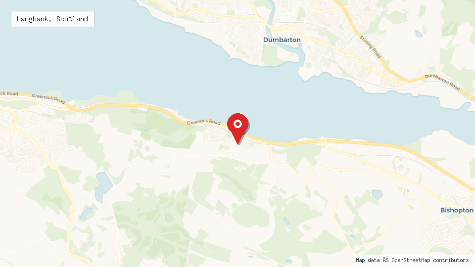 Street map of Langbank, Scotland with location pin