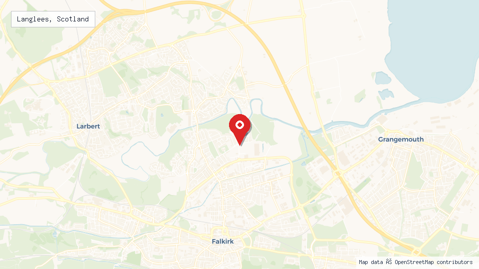 Street map of Langlees, Scotland with location pin