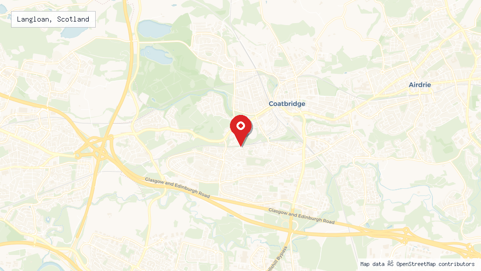 Street map of Langloan, Scotland with location pin