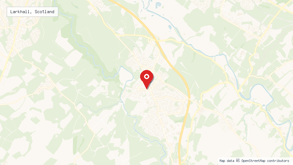 Street map of Larkhall, Scotland with location pin