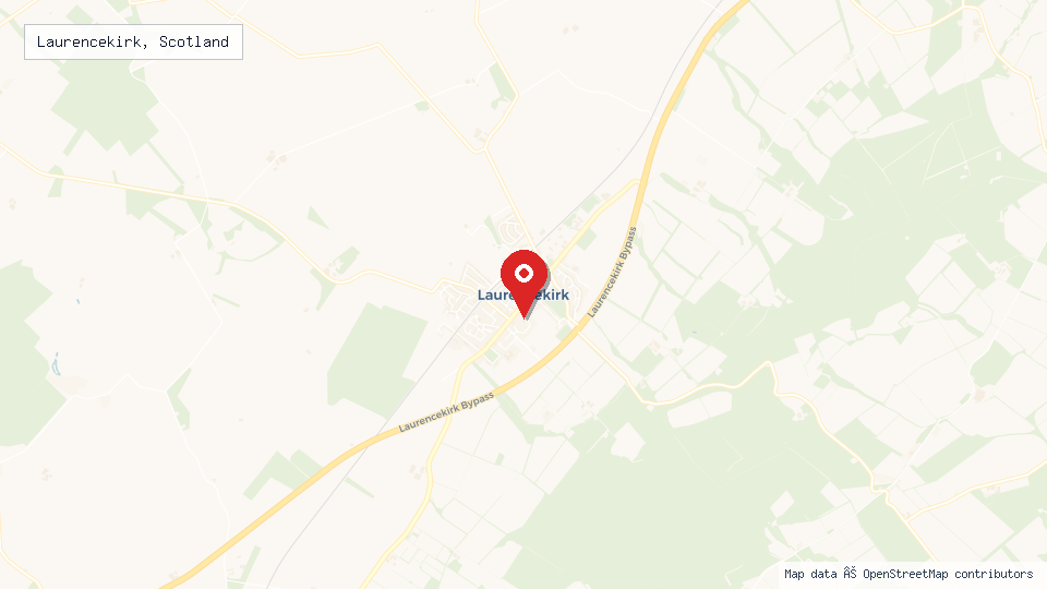Street map of Laurencekirk, Scotland with location pin