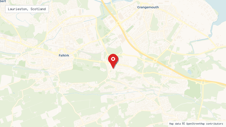 Street map of Laurieston, Scotland with location pin