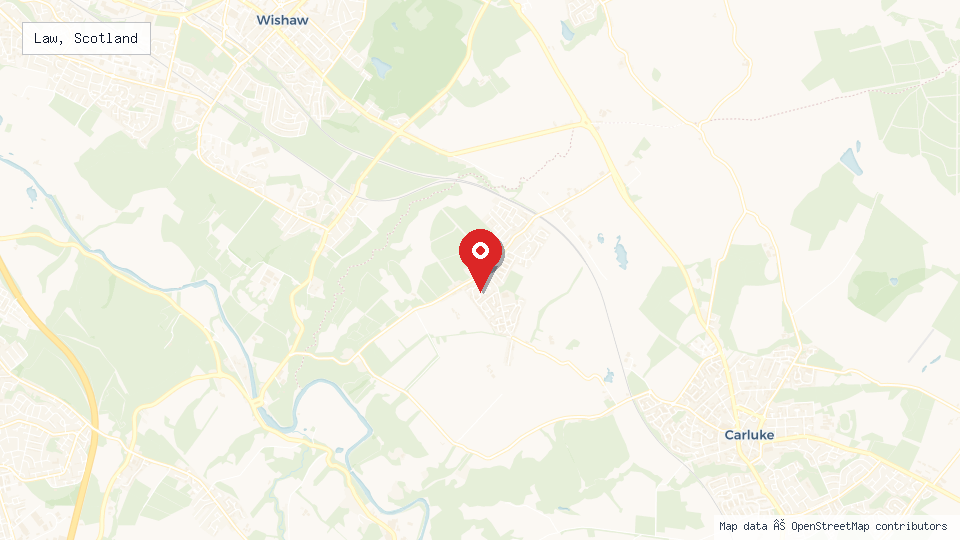 Street map of Law, Scotland with location pin