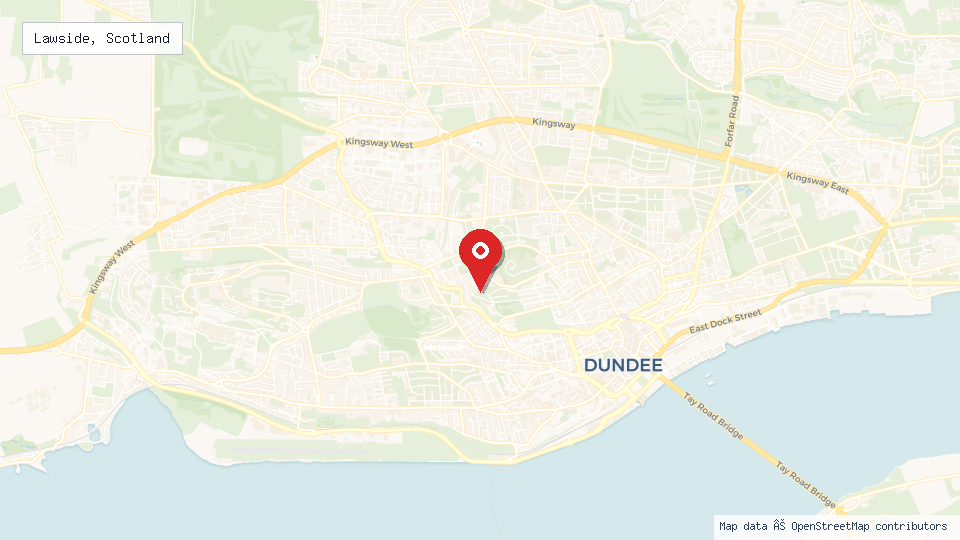 Street map of Lawside, Scotland with location pin