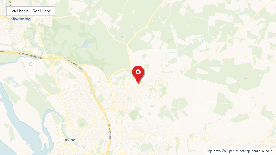 Street map of Lawthorn, Scotland with location pin