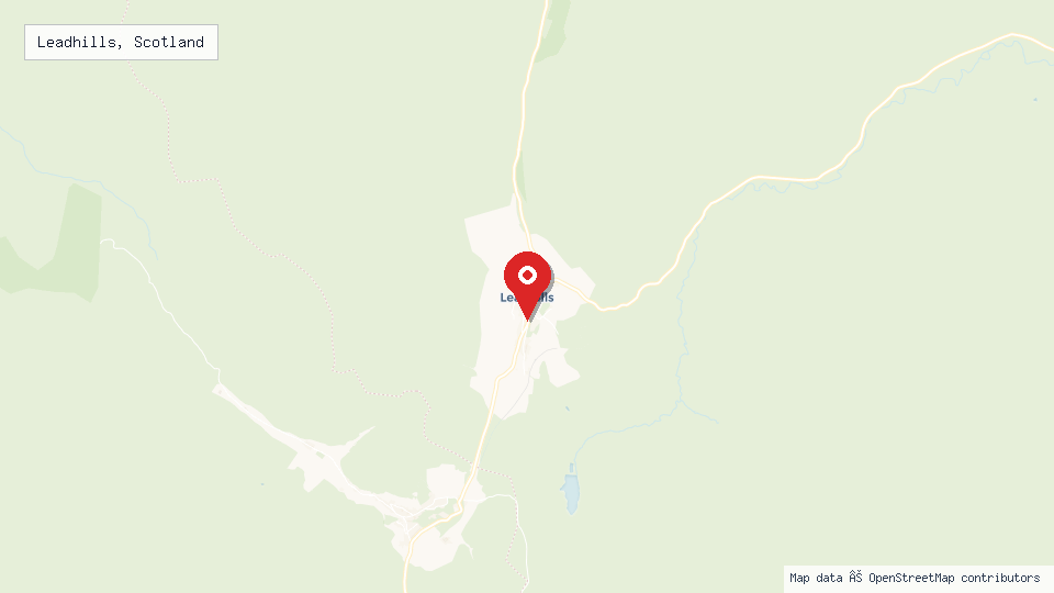 Street map of Leadhills, Scotland with location pin