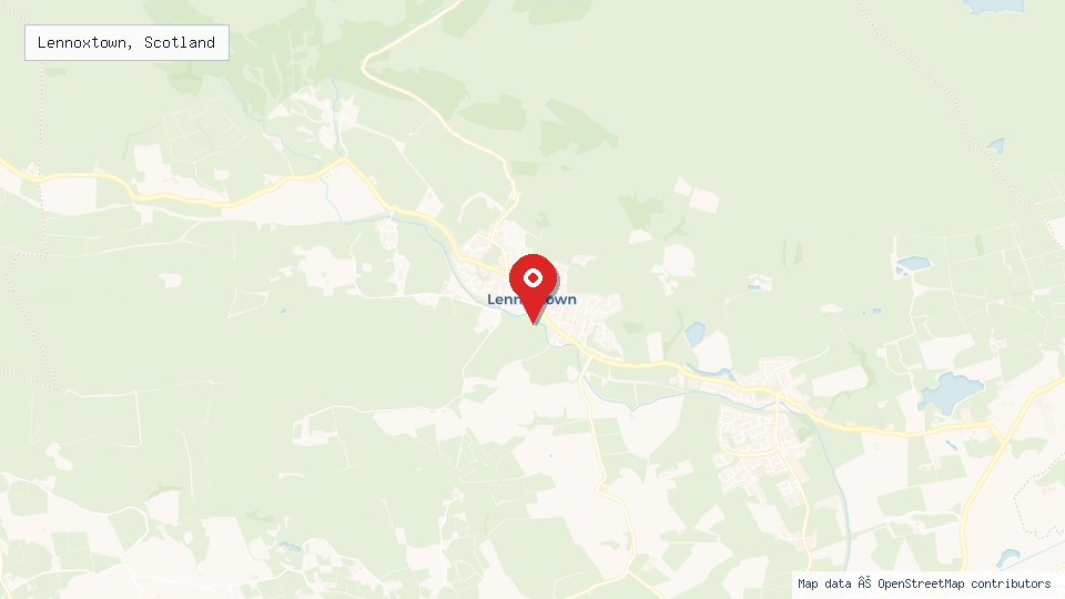 Street map of Lennoxtown, Scotland with location pin