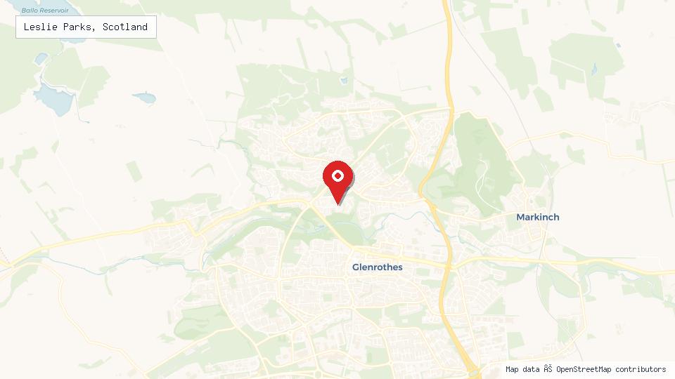 Street map of Leslie Parks, Scotland with location pin