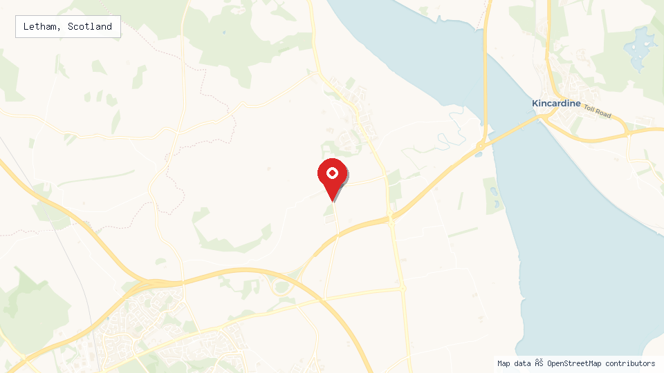 Street map of Letham, Scotland with location pin