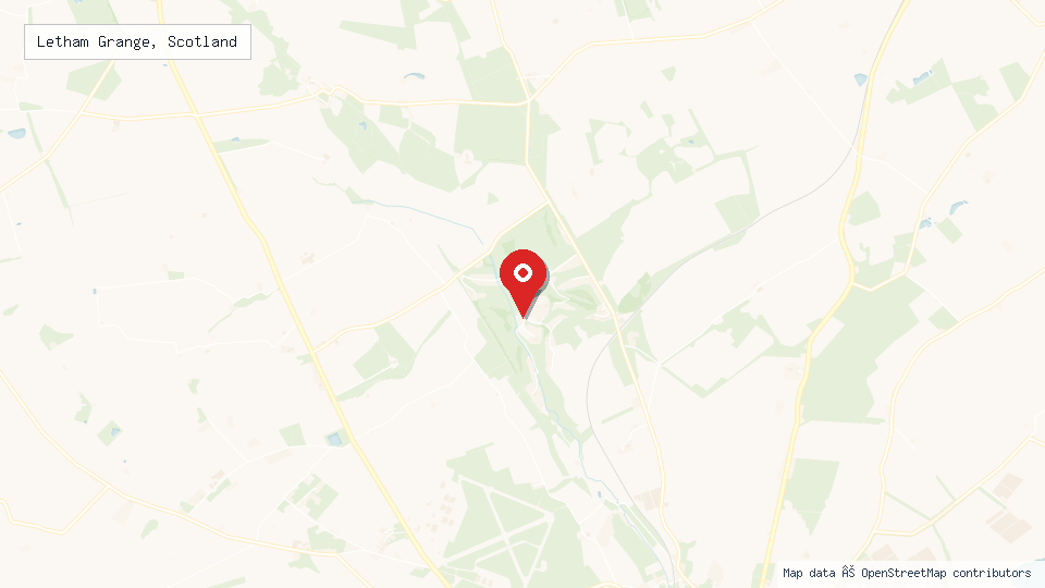 Street map of Letham Grange, Scotland with location pin