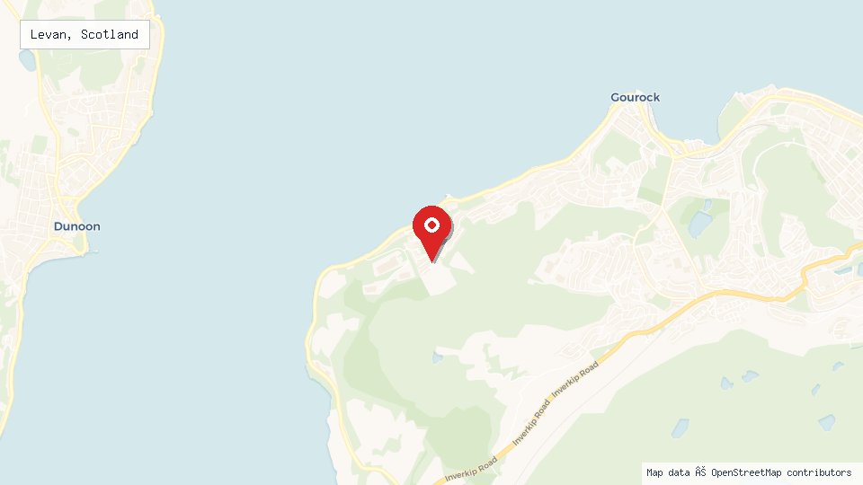 Street map of Levan, Scotland with location pin