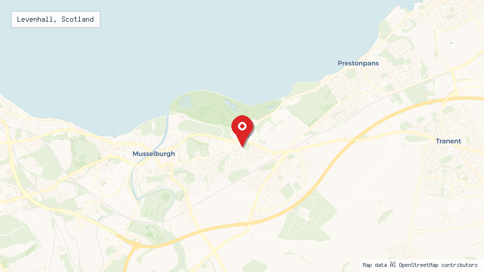 Street map of Levenhall, Scotland with location pin