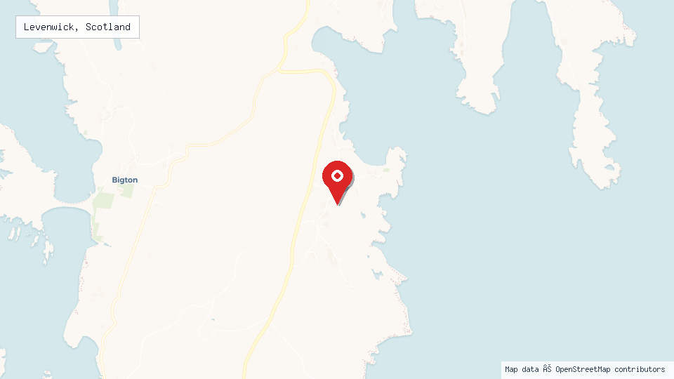 Street map of Levenwick, Scotland with location pin