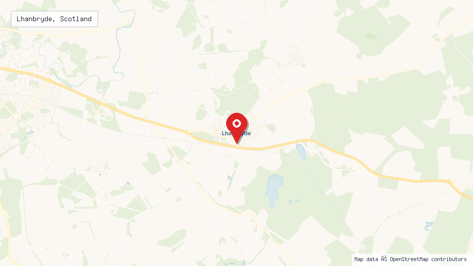 Street map of Lhanbryde, Scotland with location pin
