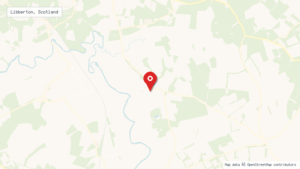Street map of Libberton, Scotland with location pin