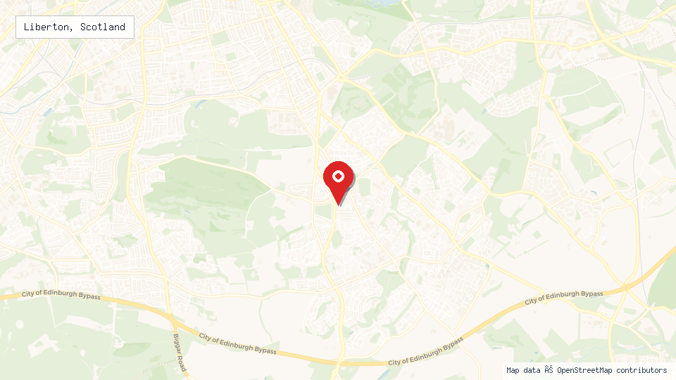 Street map of Liberton, Scotland with location pin
