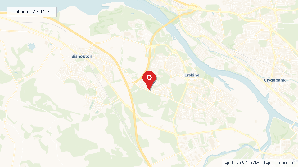 Street map of Linburn, Scotland with location pin