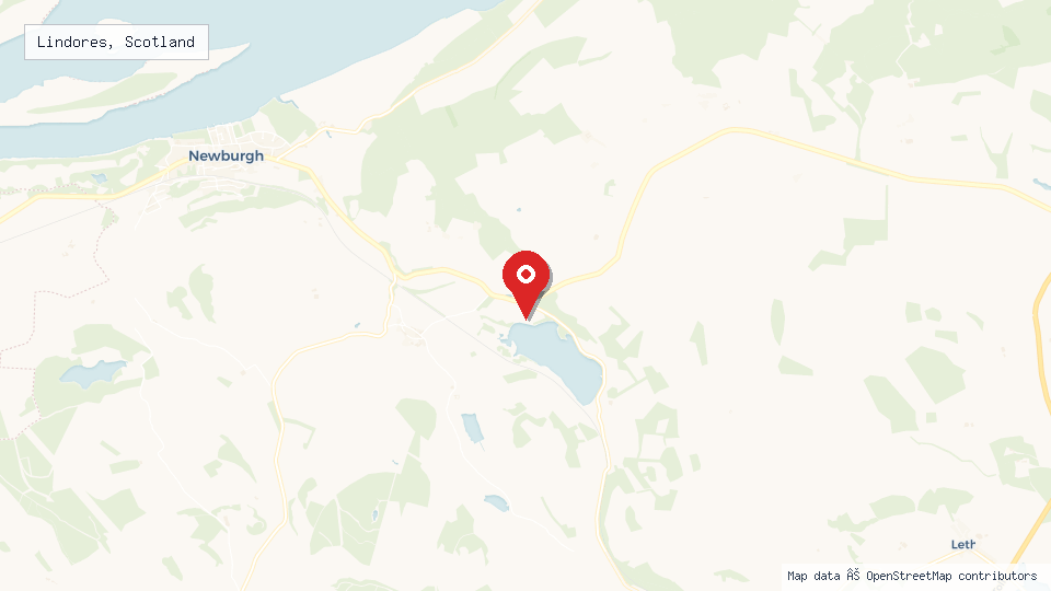 Street map of Lindores, Scotland with location pin