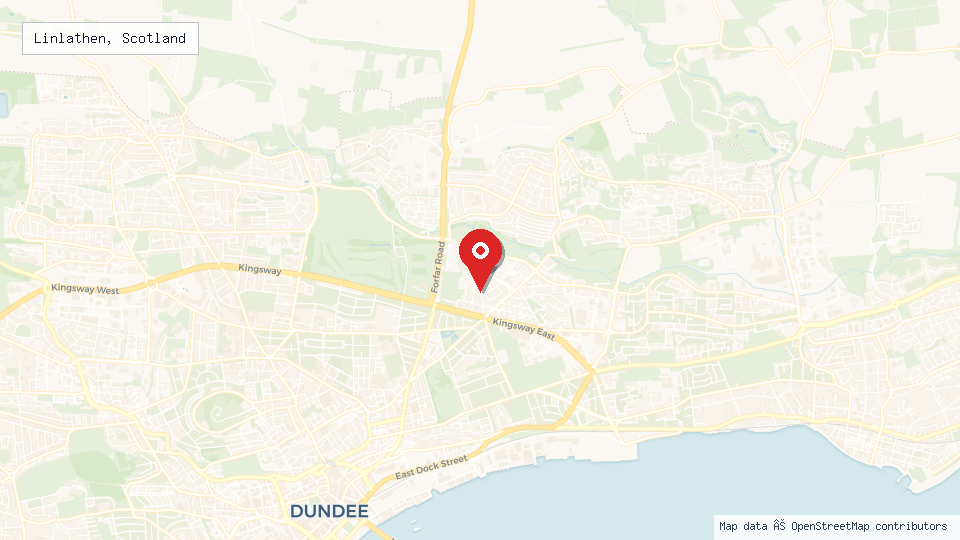 Street map of Linlathen, Scotland with location pin