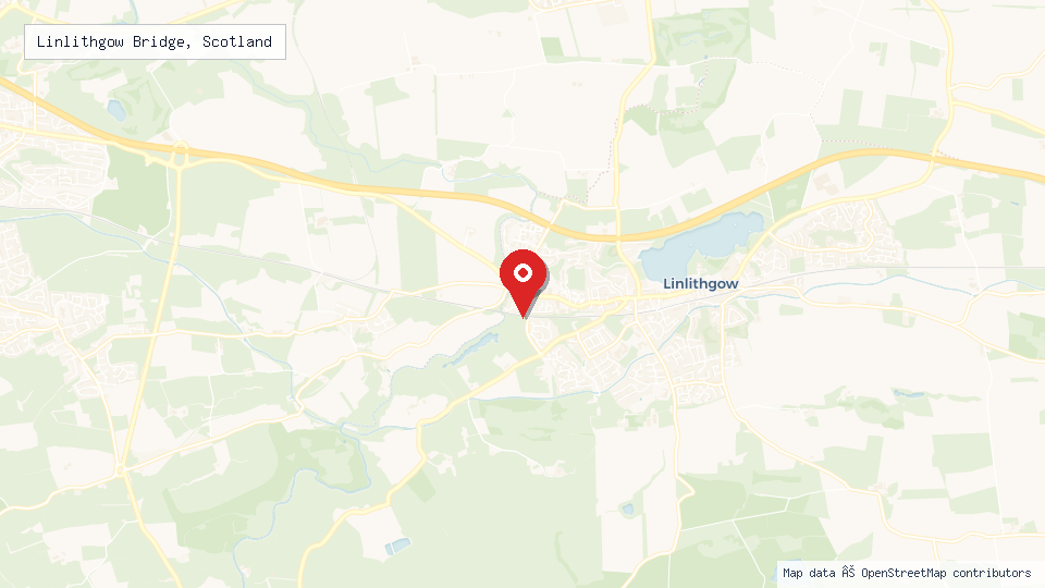 Street map of Linlithgow Bridge, Scotland with location pin