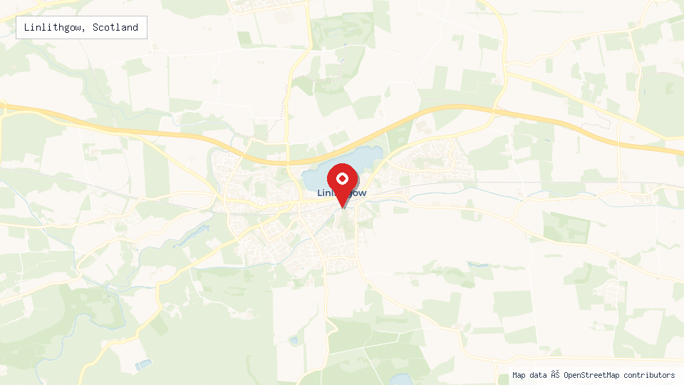 Street map of Linlithgow, Scotland with location pin