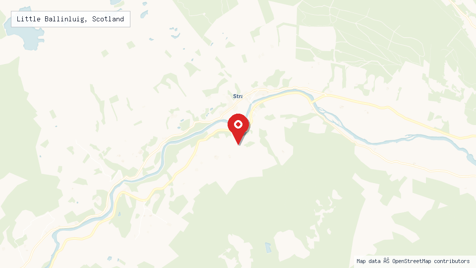Street map of Little Ballinluig, Scotland with location pin