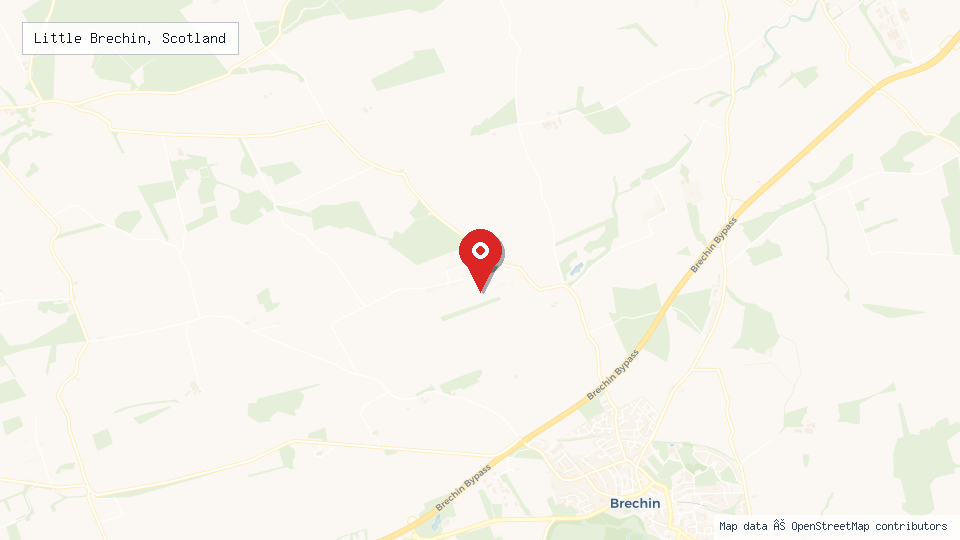 Street map of Little Brechin, Scotland with location pin