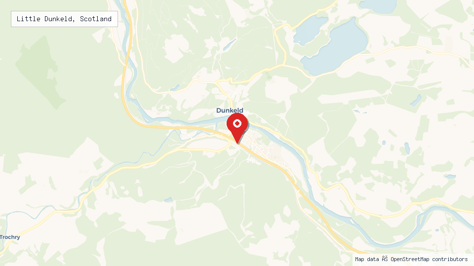 Street map of Little Dunkeld, Scotland with location pin