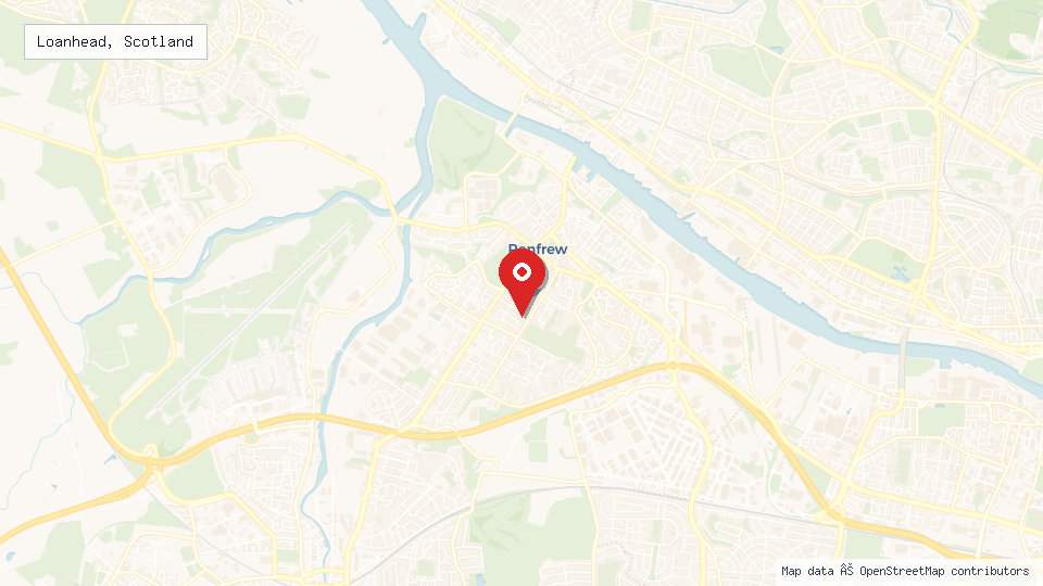 Street map of Loanhead, Scotland with location pin