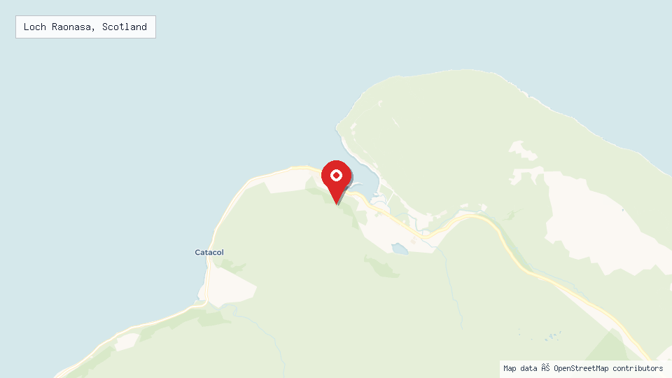 Street map of Loch Raonasa, Scotland with location pin