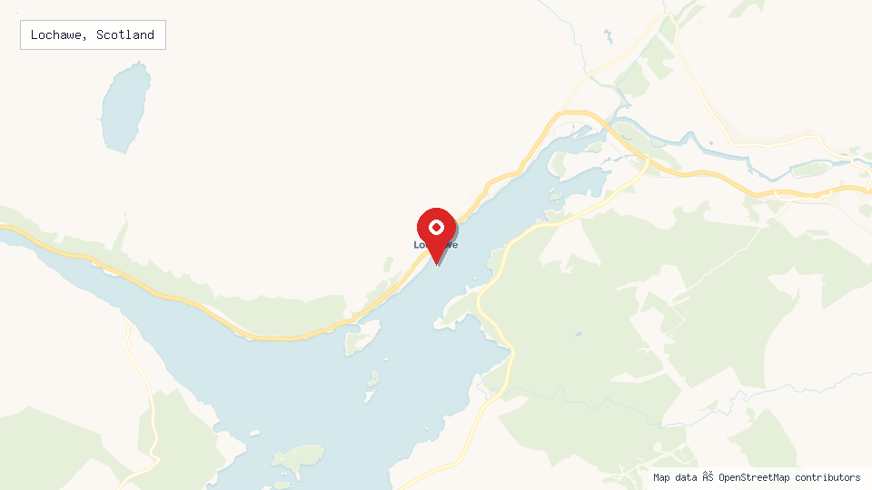 Street map of Lochawe, Scotland with location pin