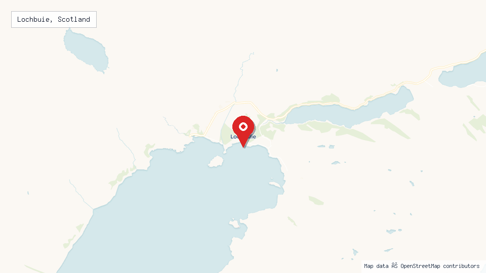 Street map of Lochbuie, Scotland with location pin
