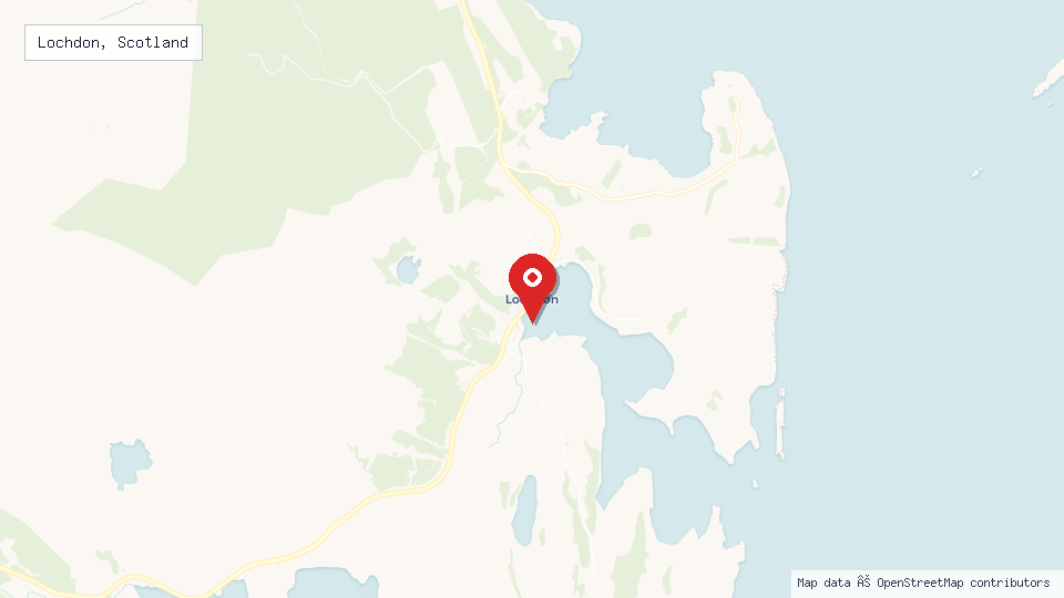 Street map of Lochdon, Scotland with location pin