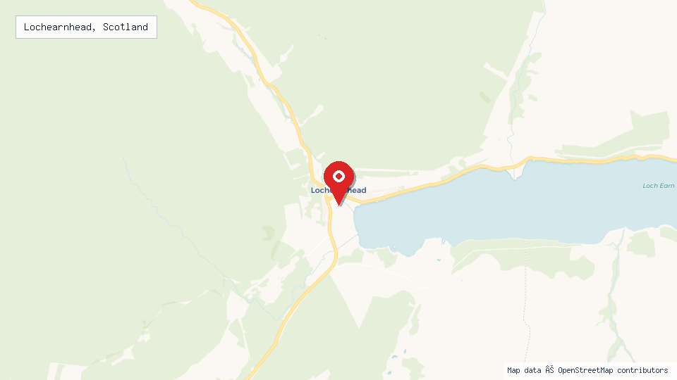 Street map of Lochearnhead, Scotland with location pin