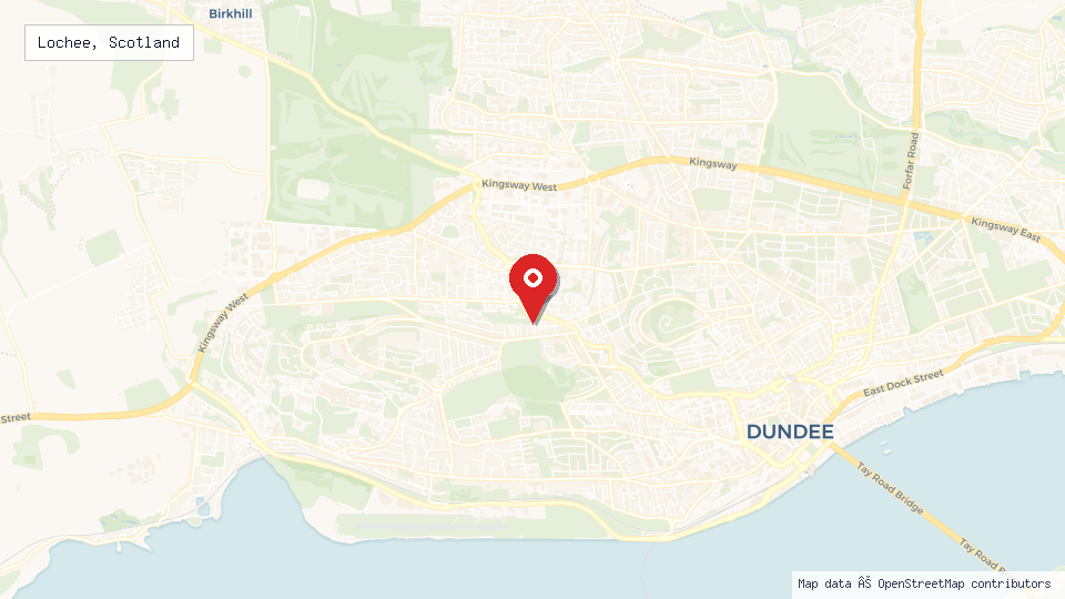 Street map of Lochee, Scotland with location pin